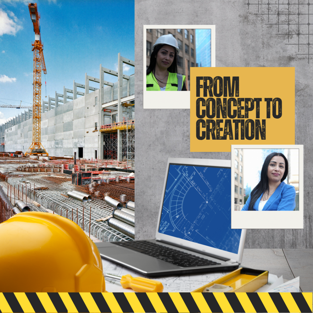 Woman on a construction site wearing work attire